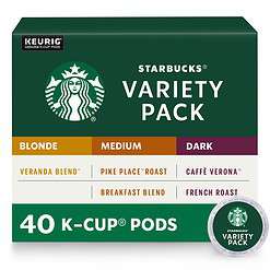 Starbucks K-Cup Coffee Pods - Starbucks Blonde, Medium & Dark Roast Coffee (40 pods total)