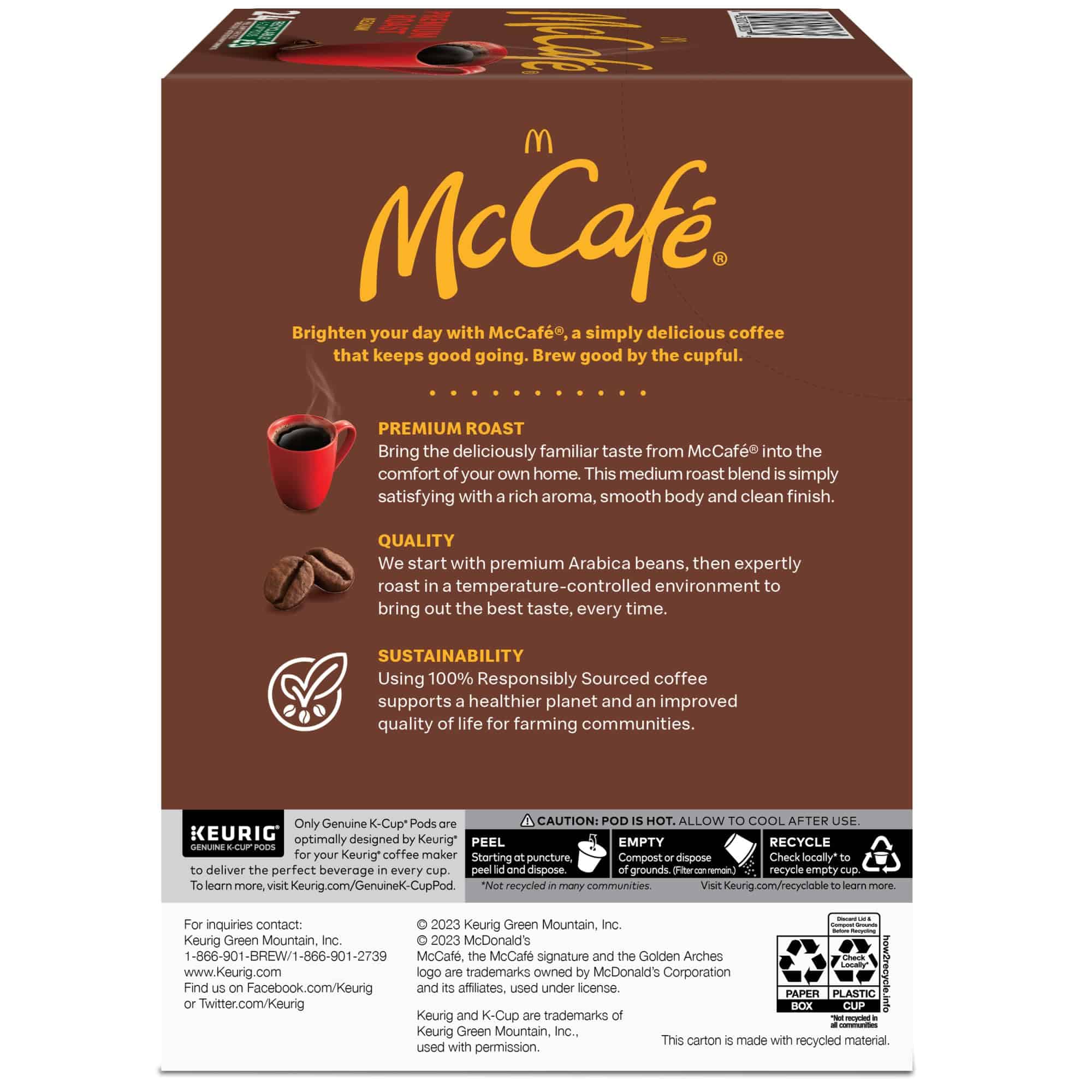 McCafe Premium Roast Coffee, Keurig Single Serve K-Cup Pods, Medium Roast, 96 Count (4 Packs of 24)