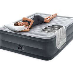 INTEX 64417ED Dura-Beam Deluxe Comfort-Plush High - Rise Air Mattress – 22in Bed Height – 600lb Weight Capacity, Grey