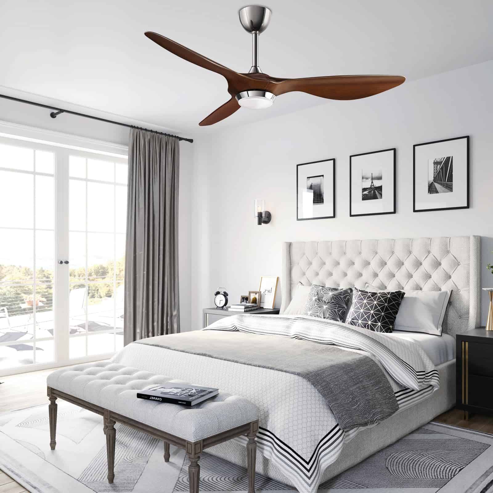 reiga 52 Inch ETL Listed High CFM Quiet DC Motor Smart Ceiling Fans with Lights Remote Control