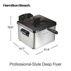 Hamilton Beach Triple Basket Electric Deep Fryer, 4.7 Quarts, 1800 Watts, Stainless Steel (35034)