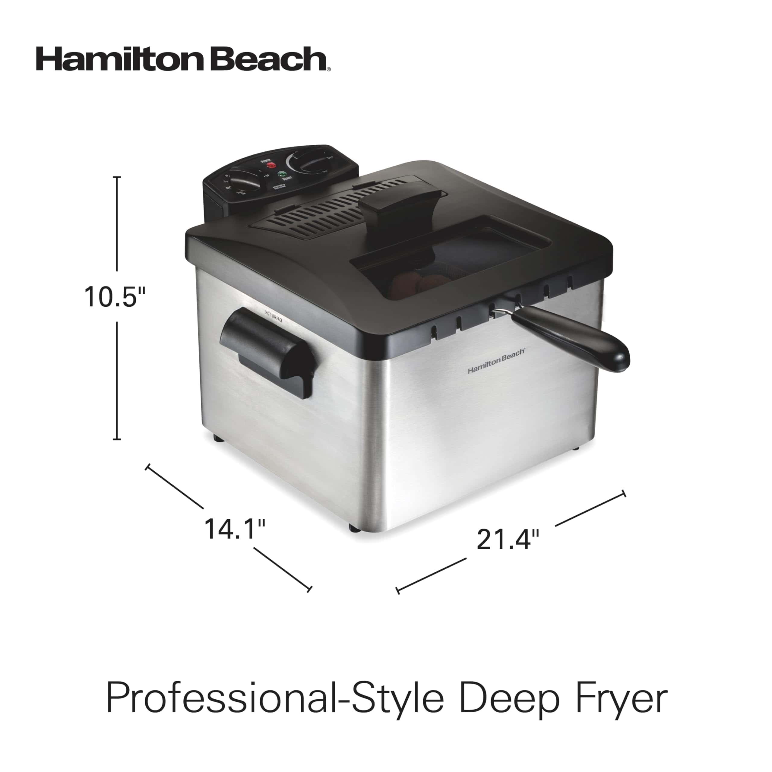 Hamilton Beach Triple Basket Electric Deep Fryer, 4.7 Quarts, 1800 Watts, Stainless Steel (35034)