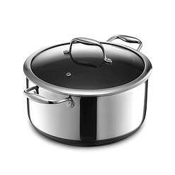 HexClad Hybrid Nonstick 8-Quart Stockpot with Tempered Glass Lid, Dishwasher Safe, Induction Ready, Compatible with All Cooktops