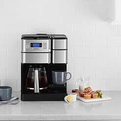 Cuisinart SS-GB1 Coffee Center Grind and Brew Plus, Coffeemaker and Single-Serve Brewer, Black/Silver, 12-Cup Glass