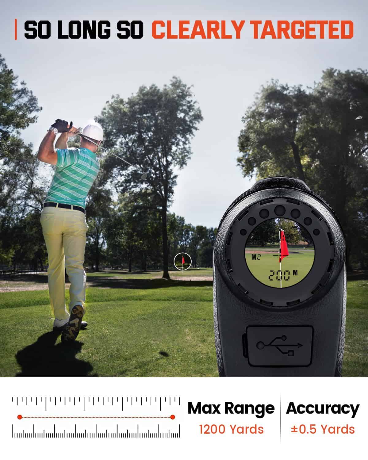 Bestsee Golf Rangefinder with Slope, 7X Magnification, USB-C Rechargeable Rangefinders Magnet Strip