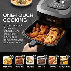 Nuwave Brio 8-Qt Air Fryer, Powerful 1800W, Easy-to-Read Cool White Display, Classic Black