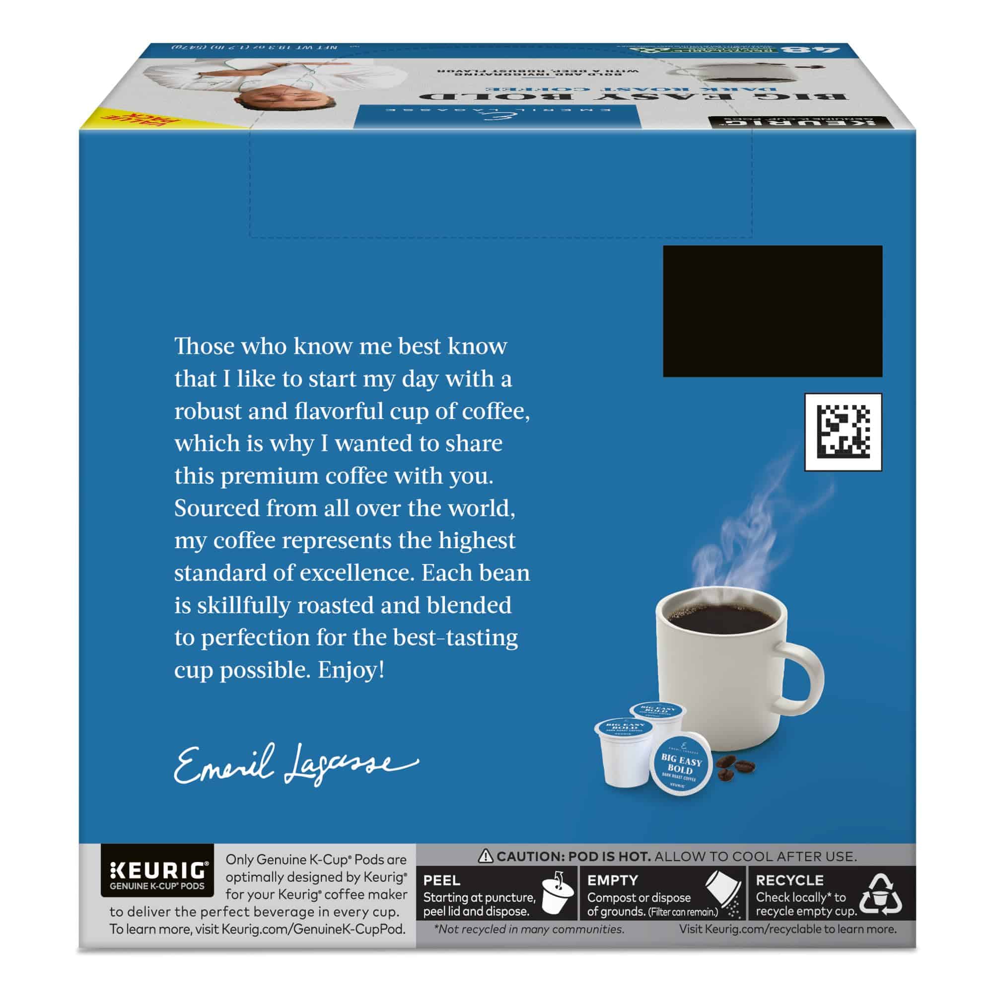 Emeril Big Easy Bold Single-Serve Keurig K-Cup Pods, Dark Roast Coffee Pods, 48 Count