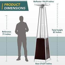 Pamapic Patio Heater, 48,000 BTU Pyramid Flame Outdoor Heater with Cover