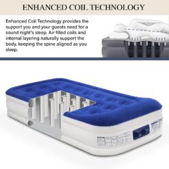 King Koil Luxury Twin Air Mattress with Built-in High Speed Pump for Camping, Home & Guests