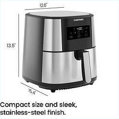 Chefman TurboFry Touch Air Fryer, XL 8-Qt Family Size, Stainless Steel