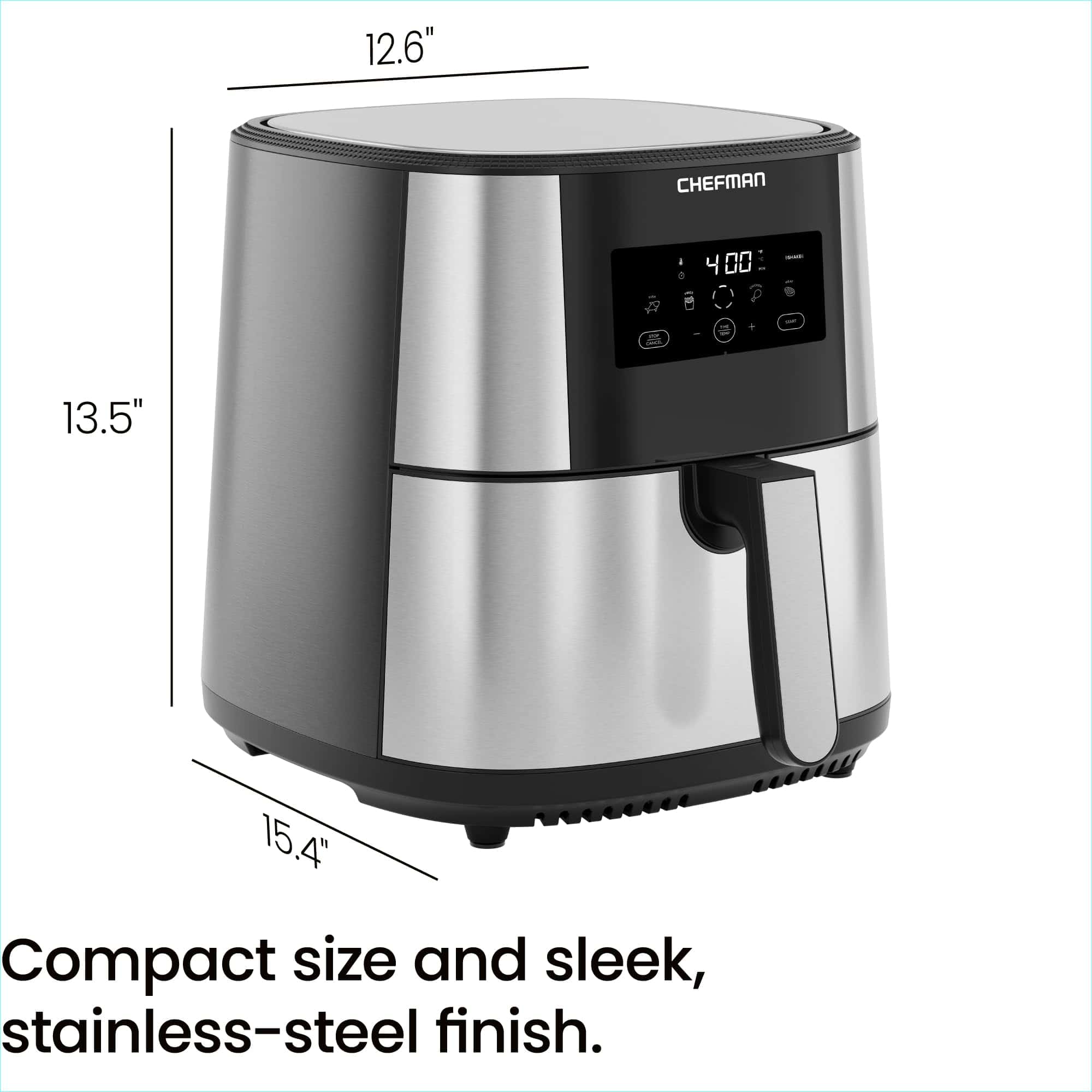 Chefman TurboFry Touch Air Fryer, XL 8-Qt Family Size, Stainless Steel