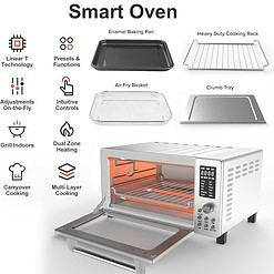 Nuwave Bravo Pro Smart 21QT Toaster Oven Air Fryer Combo, 1800W, Stainless Steel