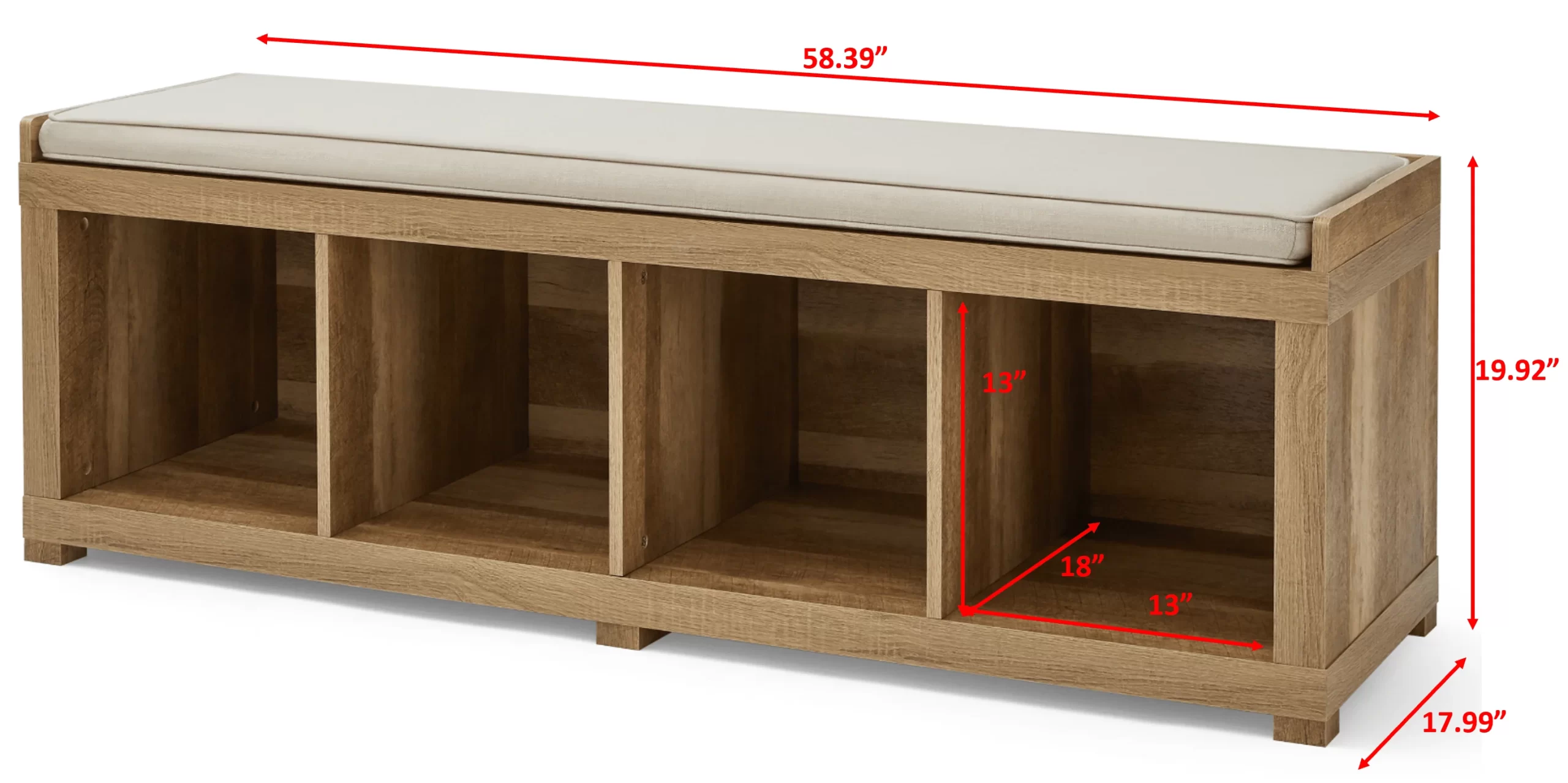 Better Homes & Gardens 4-Cube Shoe Storage Bench, Weathered