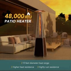 Pamapic Patio Heater, 48,000 BTU Pyramid Flame Outdoor Heater with Cover