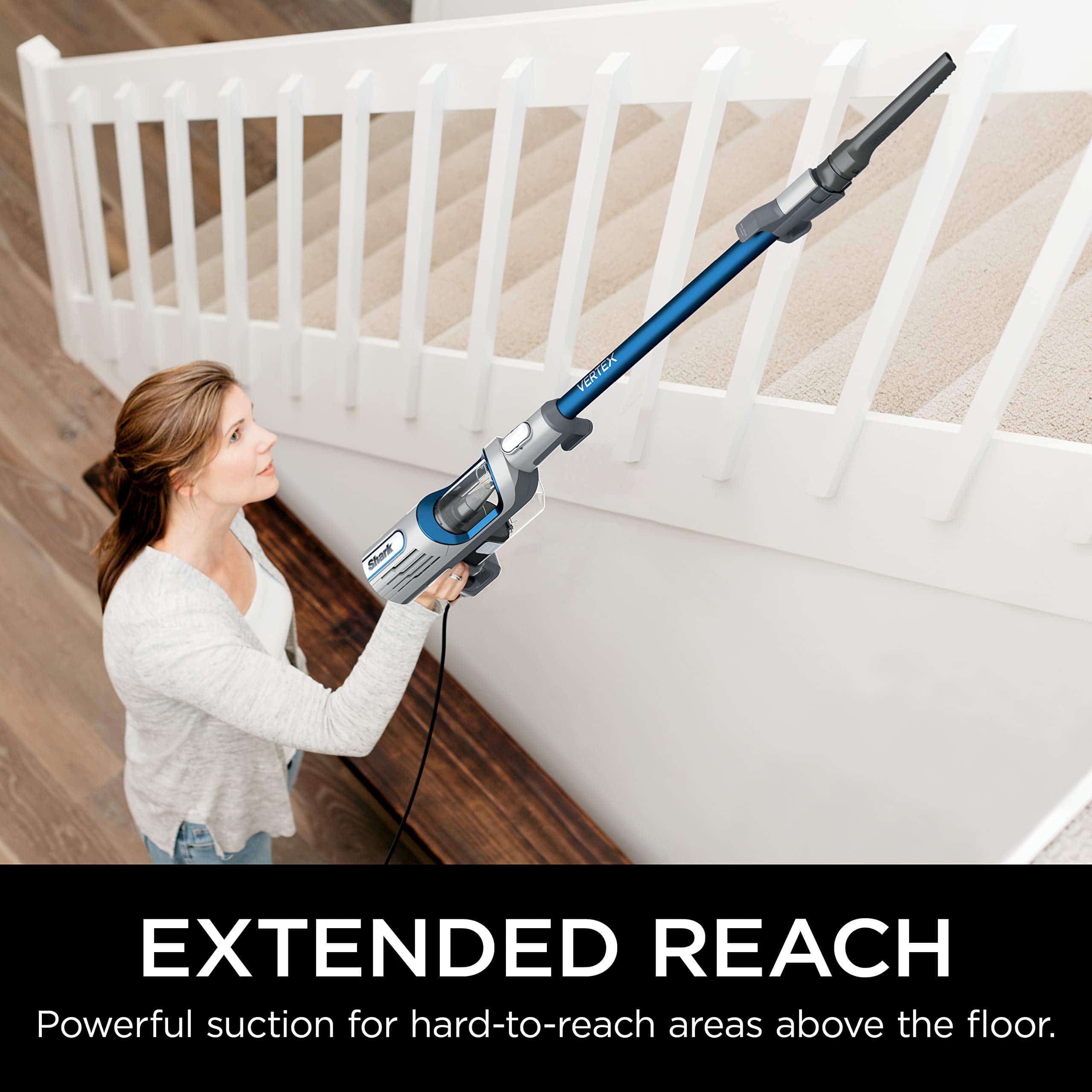 Shark HZ2002 Vertex Ultralight Corded Stick DuoClean PowerFins & Self-Cleaning Brushroll, Cobalt Blue