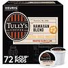 Tully's Coffee Hawaiian Blend Keurig Single-Serve K-Cup Pods, Medium Roast, 72 Count (6 Packs of 12)