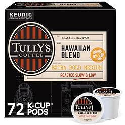 Tully's Coffee Hawaiian Blend Keurig Single-Serve K-Cup Pods, Medium Roast, 72 Count (6 Packs of 12)