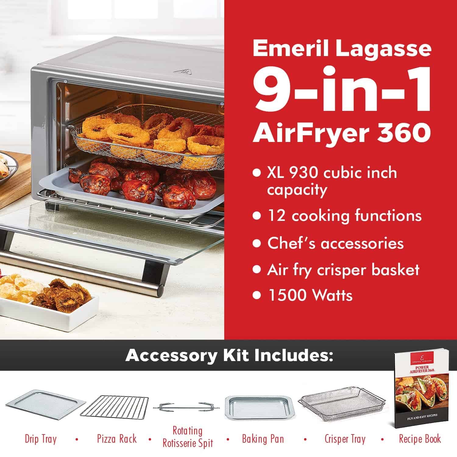 Emeril Lagasse Everyday 360 Stainless Steel Air Fryer, 360° Quick Cook Technology