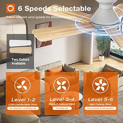 addlon Ceiling Fans with Lights, 42 Inch Low Profile Ceiling Fan with Light And Remote Control, White