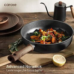 CAROTE 16pcs Pots and Pans Set Non Stick, Nonstick Kitchen Cookware Sets, Black