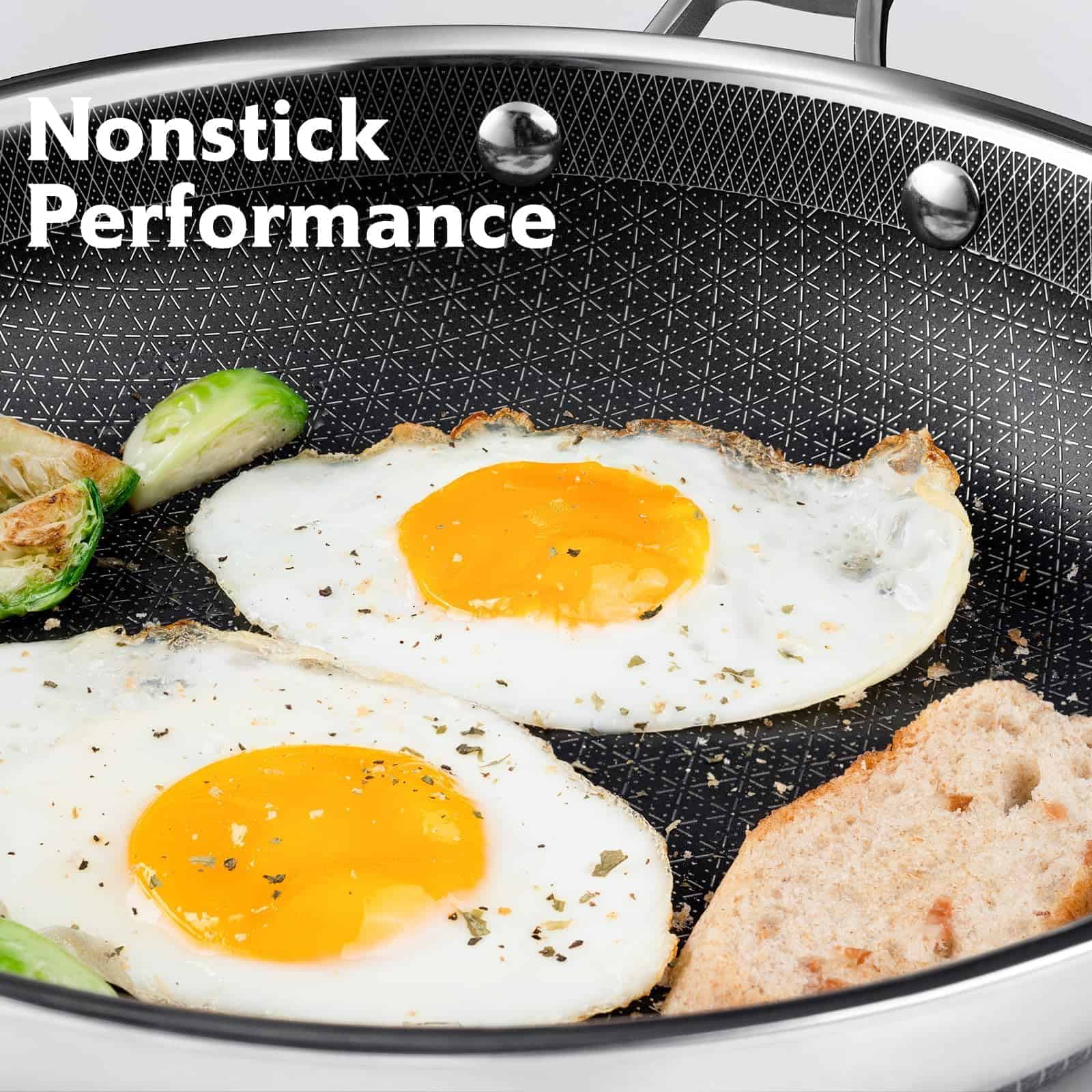 SNOWCLAD Pots and Pans set non stick, 10 pcs Hybrid Stainless Steel Cookware Sets, non stick Frying Pans