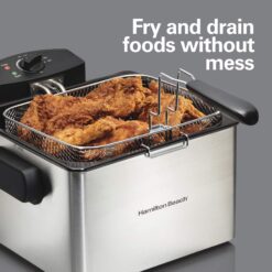 Hamilton Beach 35042 Professional Style Electric Deep Fryer, 1800 Watts, 21 Cups / 5 Liters Oil Capacity, Stainless Steel