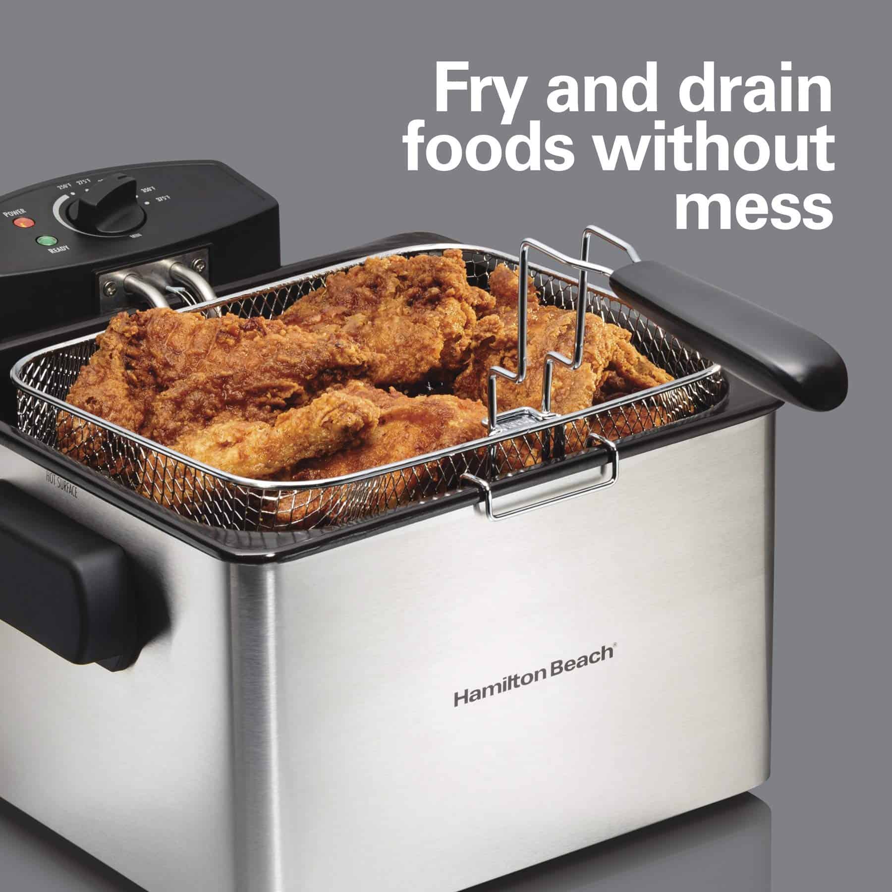 Hamilton Beach 35042 Professional Style Electric Deep Fryer, 1800 Watts, 21 Cups / 5 Liters Oil Capacity, Stainless Steel