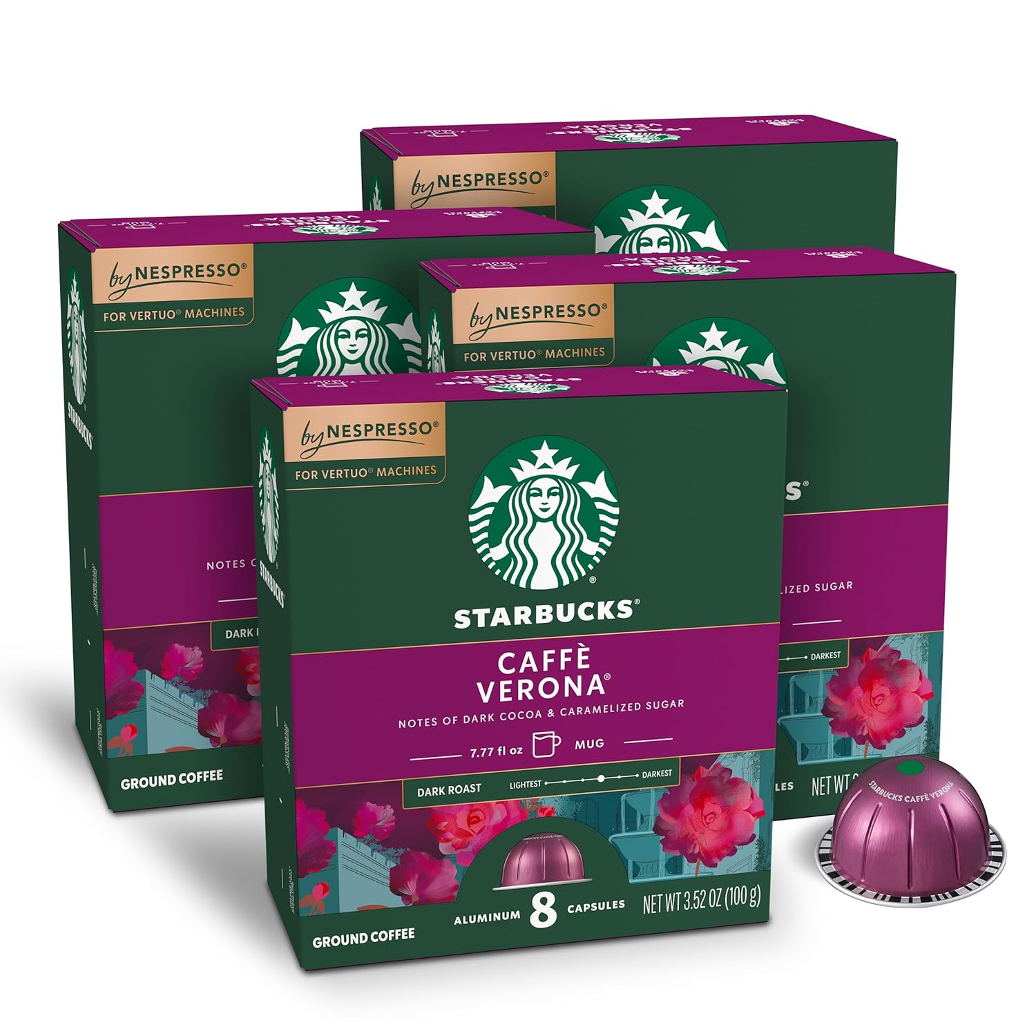 Starbucks by Nespresso Dark Roast Caffè Verona Coffee (32-count single serve capsules, compatible with Nespresso Vertuo Line System)