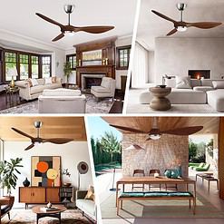 reiga 52 Inch ETL Listed High CFM Quiet DC Motor Smart Ceiling Fans with Lights Remote Control