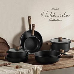 CAROTE 16pcs Pots and Pans Set Non Stick, Nonstick Kitchen Cookware Sets, Black