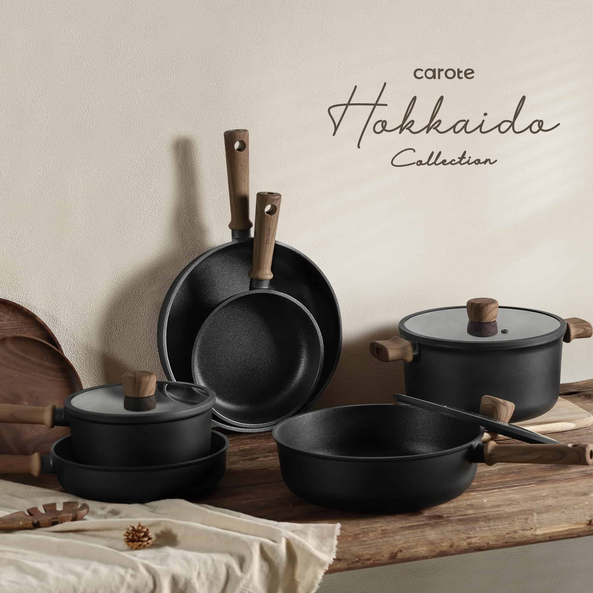 CAROTE 16pcs Pots and Pans Set Non Stick, Nonstick Kitchen Cookware Sets, Black