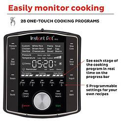 Instant Pot Pro 10-in-1 Pressure Cooker, Slow Cooker, Rice/Grain Cooker, Steamer, Sauté, Black, 6 Quart