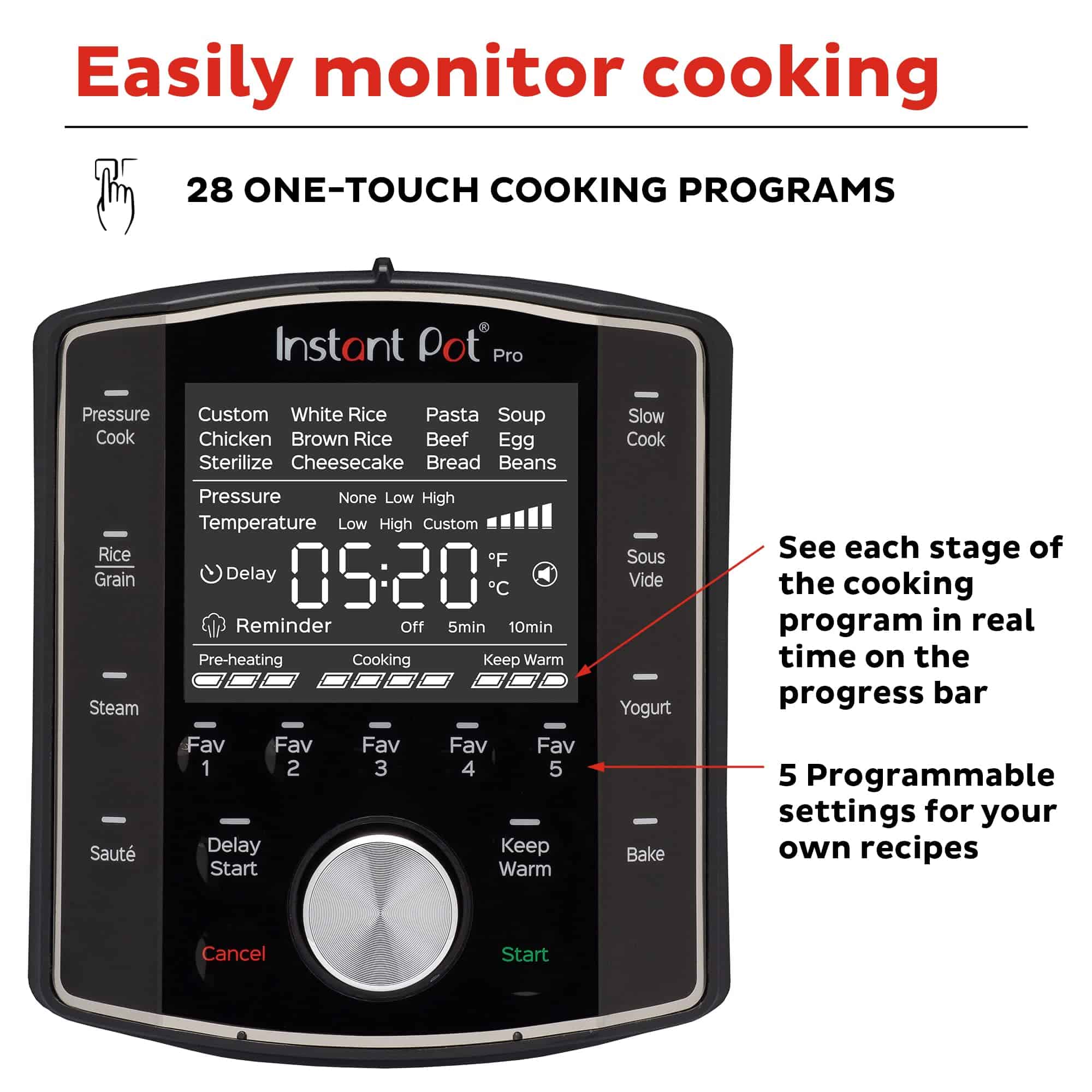 Instant Pot Pro 10-in-1 Pressure Cooker, Slow Cooker, Rice/Grain Cooker, Steamer, Sauté, Black, 6 Quart