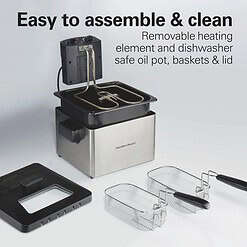 Hamilton Beach 35036 Deep Fryer with 2 Frying Baskets, 19 Cups / 4.5 Liters Oil Capacity,1800 Watts, Stainless Steel