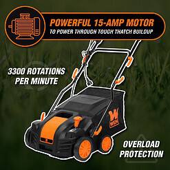 WEN DT1516 16-Inch 15-Amp 2-in-1 Electric Dethatcher and Scarifier with Collection Bag, Black
