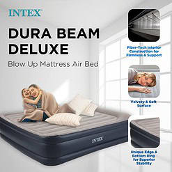 Intex 64137ST Dura-Beam Plus Deluxe Pillow Rest Air Mattress – 300lb Capacity
