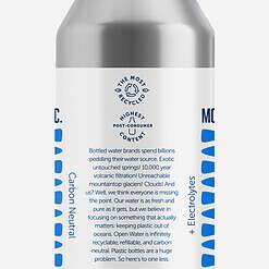 Open Water Still Bottled Water with Electrolytes in 16-oz Aluminum Bottles (6 Cases, 72 bottles - Still) | BPA-free and Eco friendly