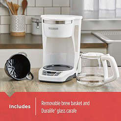 BLACK+DECKER CM1160W 12-Cup Digital Coffee Maker, Programmable, Washable Basket Filter, White
