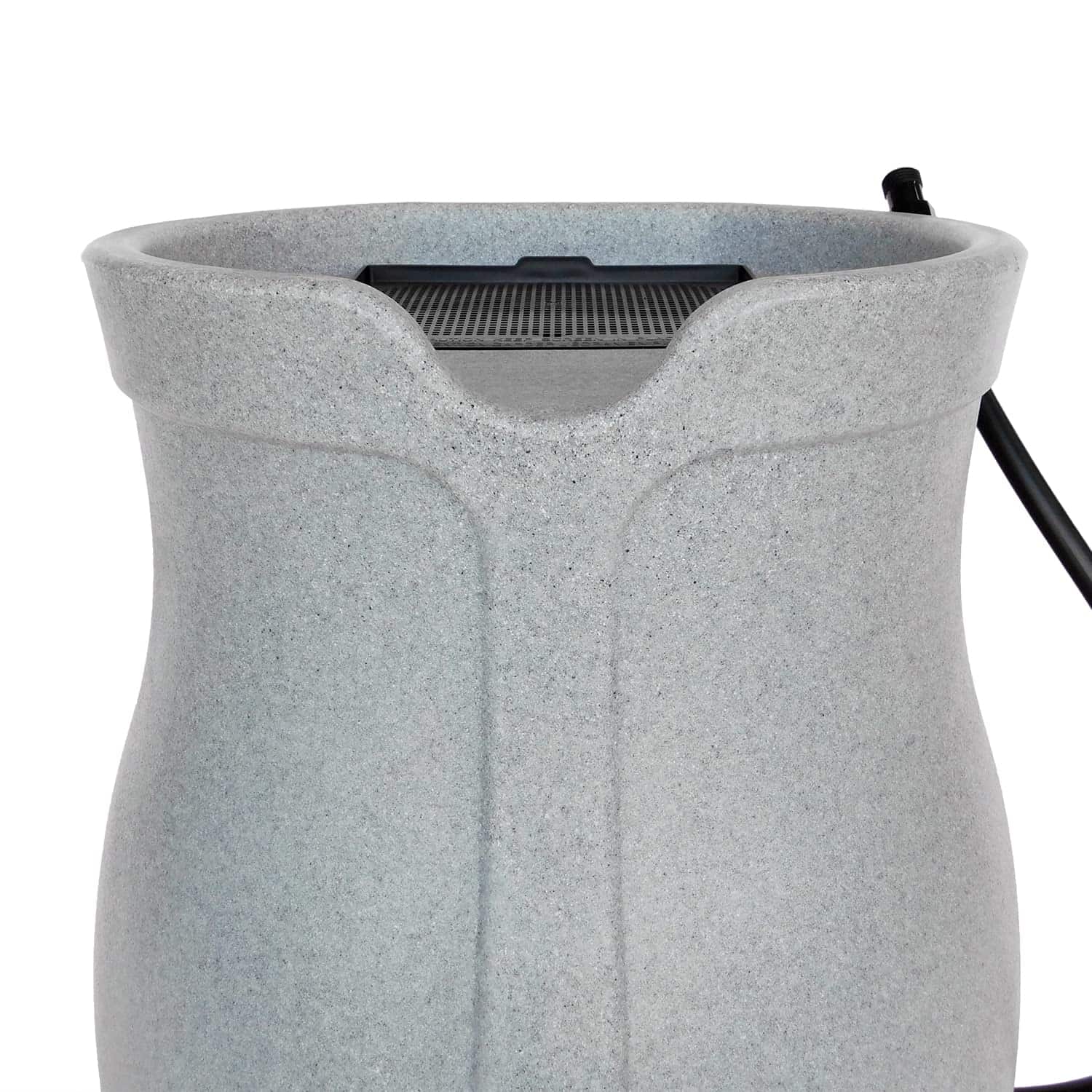 FCMP Outdoor Catalina 45 Gallon Rain Water Barrel Catcher System with Flat Back for Watering Outdoor Plants, Light Granite