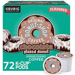 The Original Donut Shop Coffee Chocolate Glazed Donut Keurig Single-Serve K-Cup Pods, Medium Roast Coffee, 72 Count (6 Packs of 12)