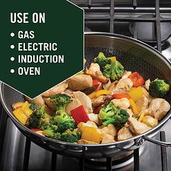 HexClad Hybrid Nonstick 12-Inch Wok, Stay-Cool Handle, Dishwasher and Oven Safe, Compatible with All Cooktops, Induction Ready