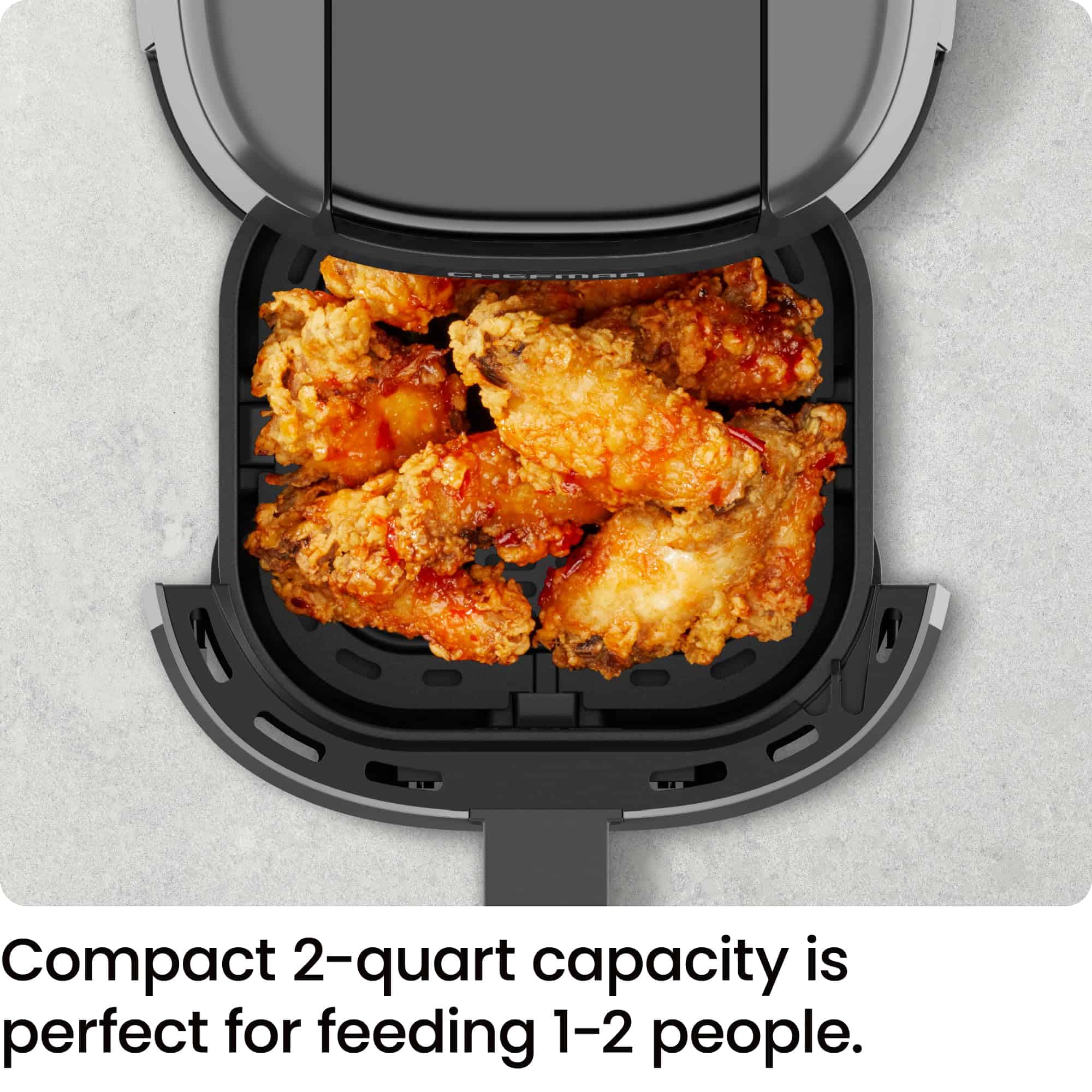 CHEFMAN 2 Qt Mini Air Fryer – Digital Space-Saving Compact Air Fryer, Grey