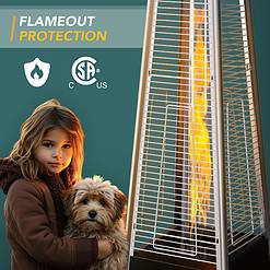 Pamapic Patio Heater, 48,000 BTU Pyramid Flame Outdoor Heater with Cover
