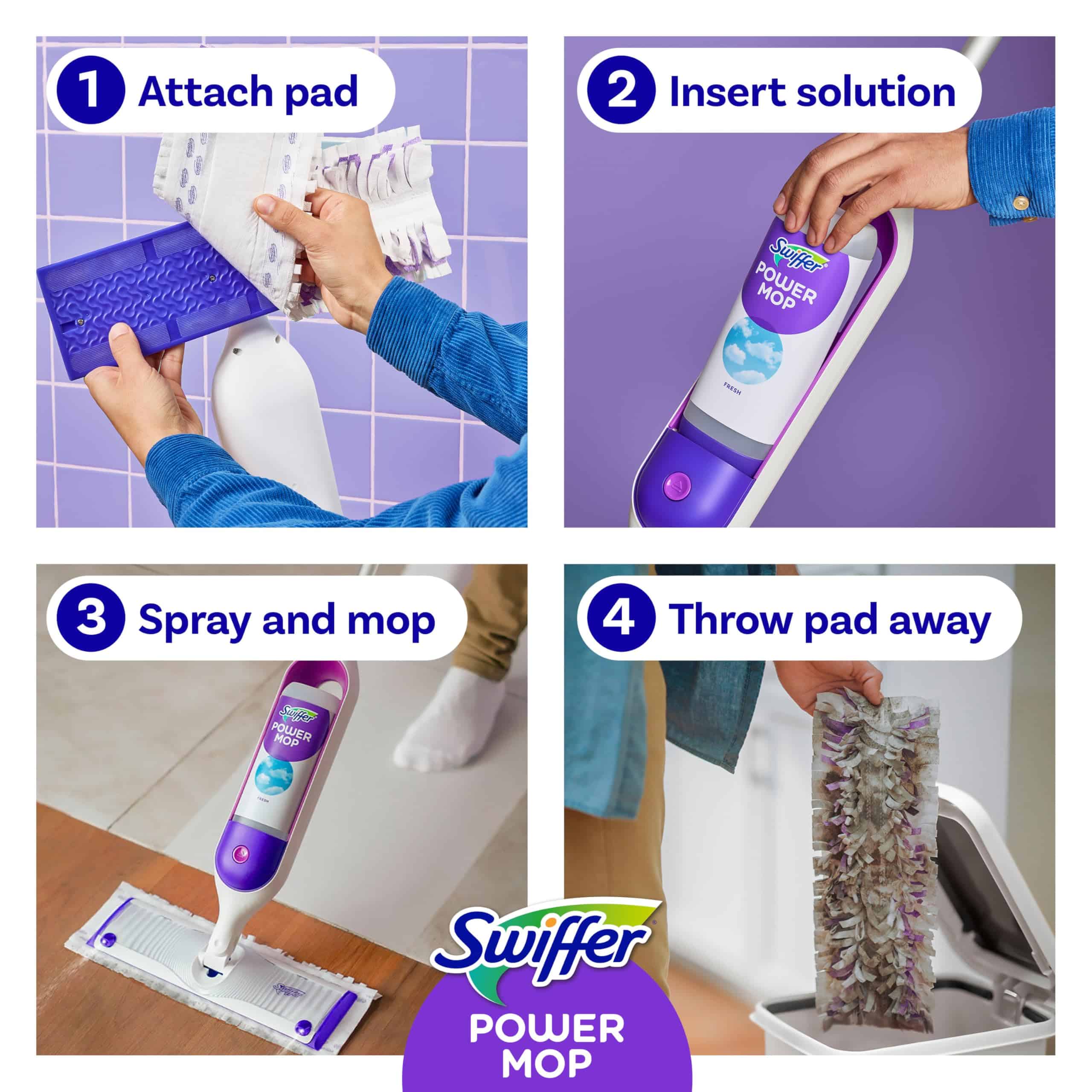 Swiffer PowerMop Multi-Surface Mop Kit for Floor Cleaning, Fresh Scent, Mopping Kit Includes PowerMop