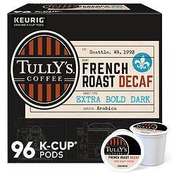 Tully's Coffee French Roast Decaf, Keurig Single-Serve K-Cup Pods, Dark Roast, 96 Count (4 Packs of 24)