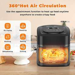 Nuwave Brio 10-in-1 Air Fryer 7.25Qt, Dishwasher Safe Basket, and App with 100+ Recipes - Black