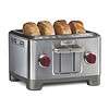 Wolf Gourmet 4-Slice Extra-Wide Slot Toaster with Shade Selector, Bagel and Defrost Settings, Red Knob, Stainless Steel