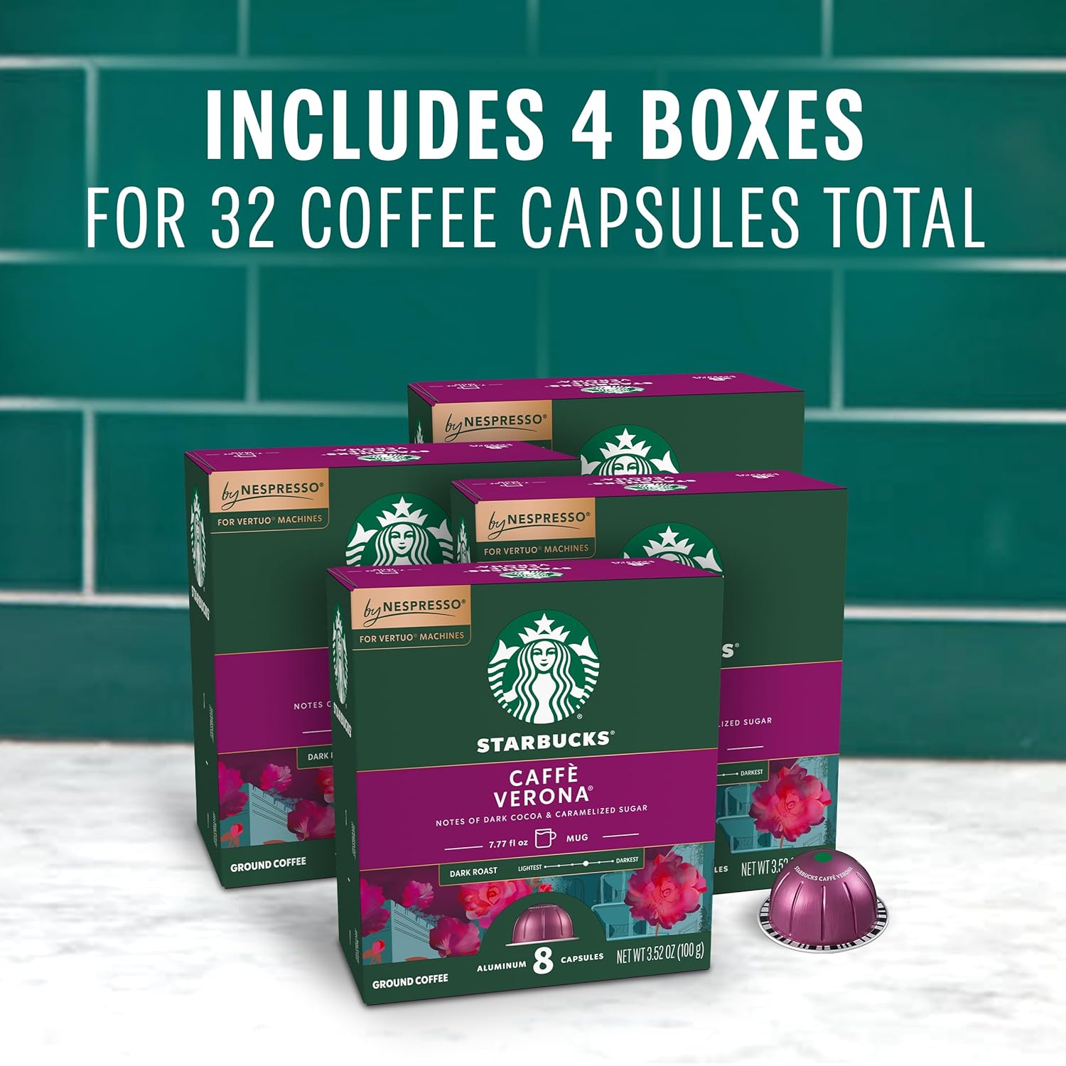 Starbucks by Nespresso Dark Roast Caffè Verona Coffee (32-count single serve capsules, compatible with Nespresso Vertuo Line System) - Image 2