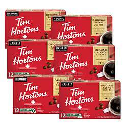 Tim Hortons Original Blend, Medium Roast Coffee, 72ct K-Cups, 12 Count (Pack of 6)