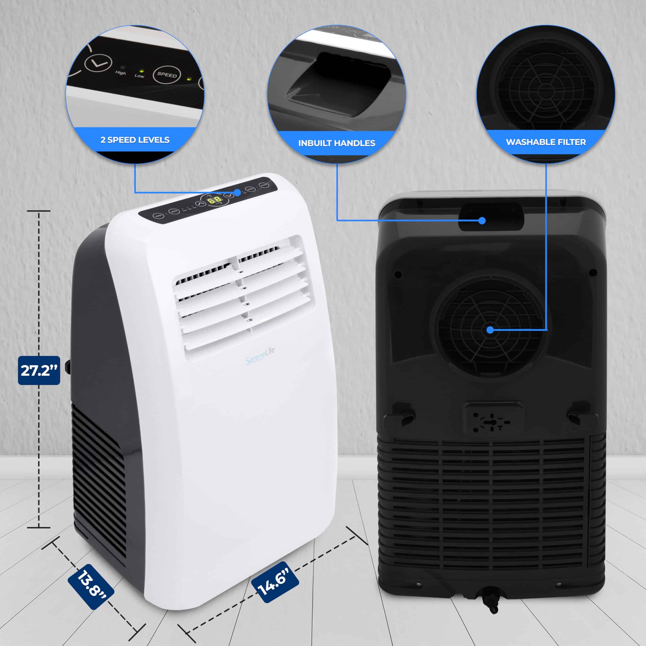 SereneLife 3-in-1 Portable Air Conditioner with Built-in Dehumidifier Function